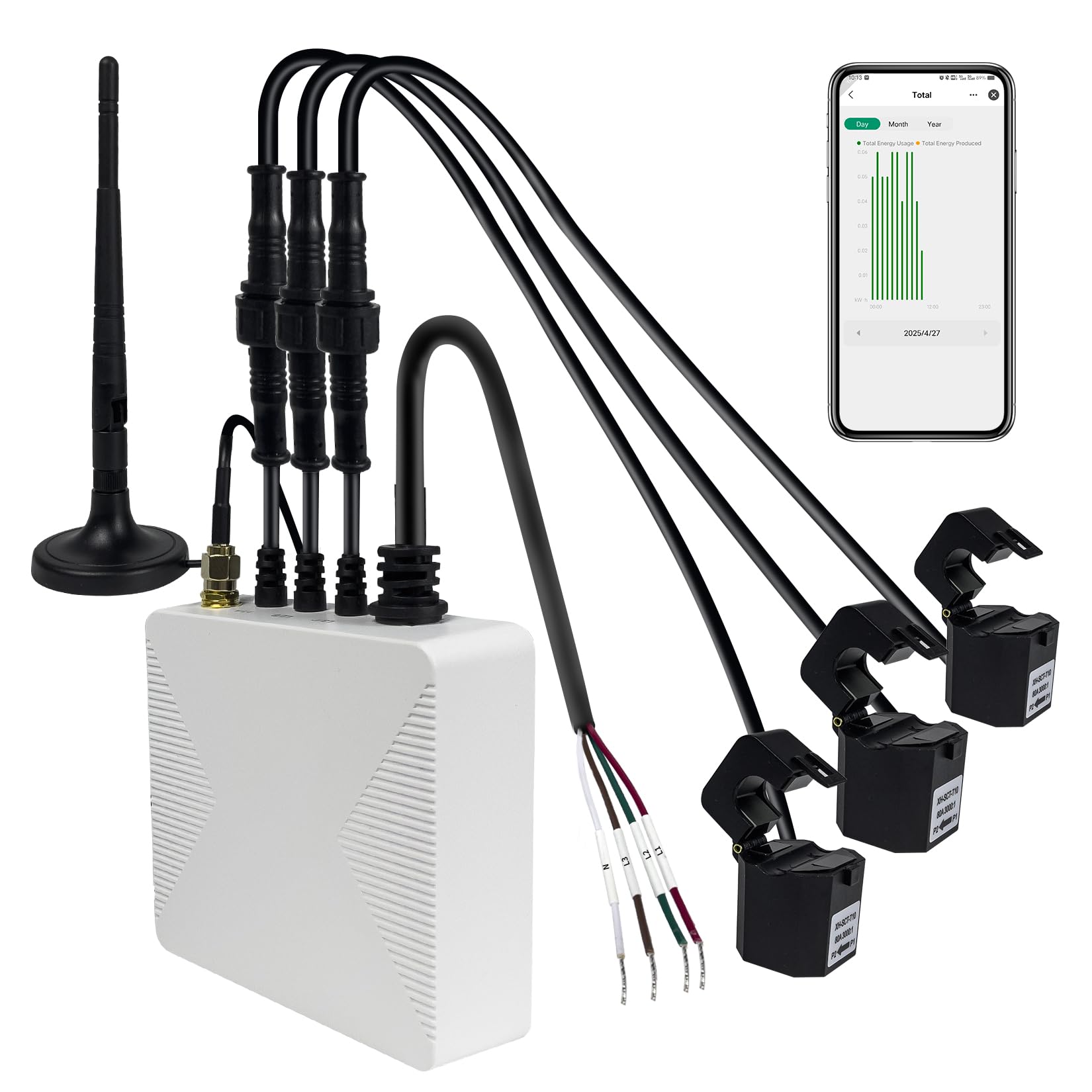 Smart Home Energy Monitor with 3 80A Clamps EdgeAnt, Real-Time Accurate Energy Consumption Tracking and Save Money, Home Energy Automation and Control, Solar Net Metering 2.4 GHz WiFi-image-14
