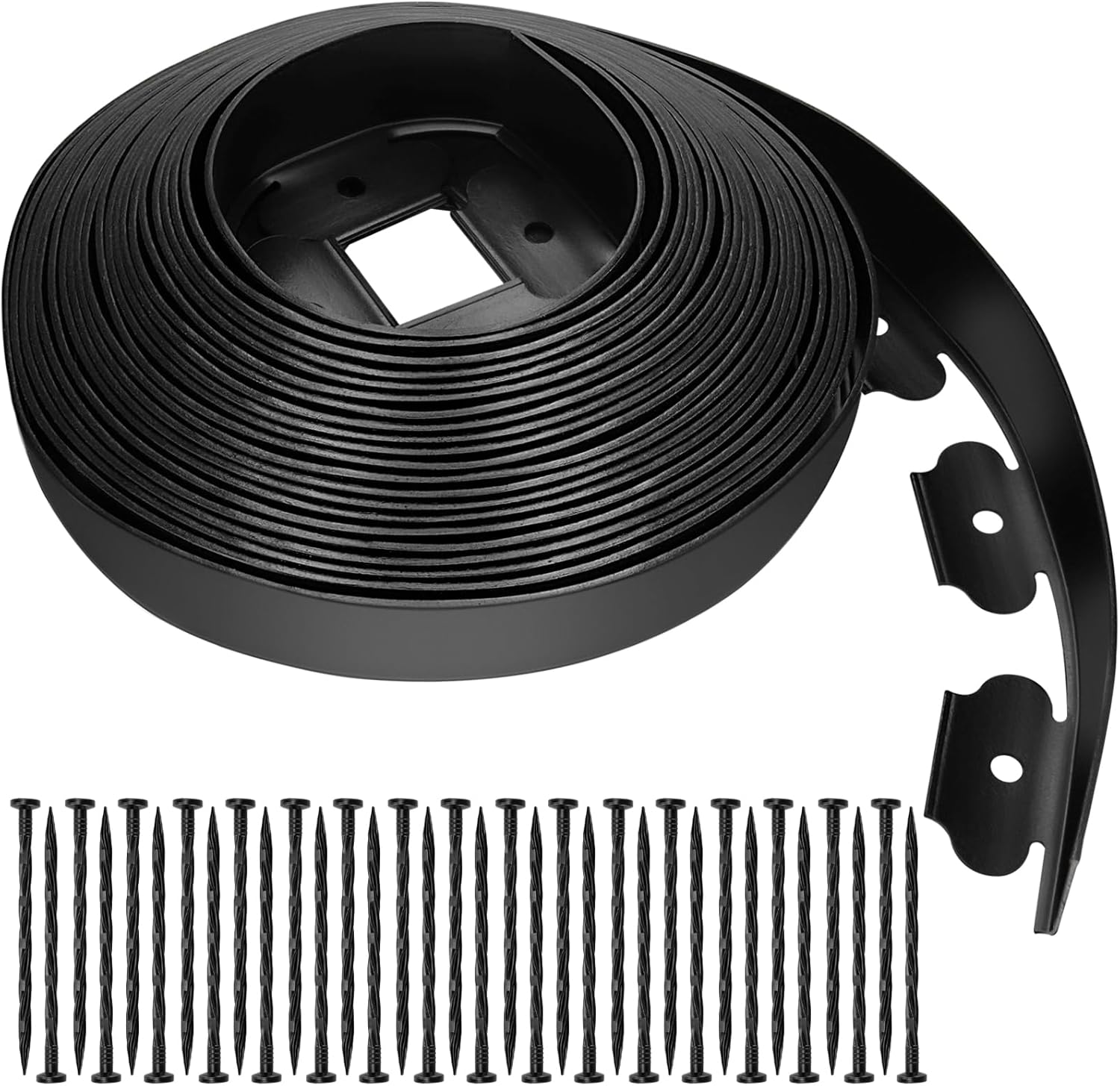 Landscape Edging, 2" x 60' Garden Edging Border No Dig, Black Edging for Landscaping with 32 Pcs Anchoring Spikes for Garden Flower Beds Yard Lawn