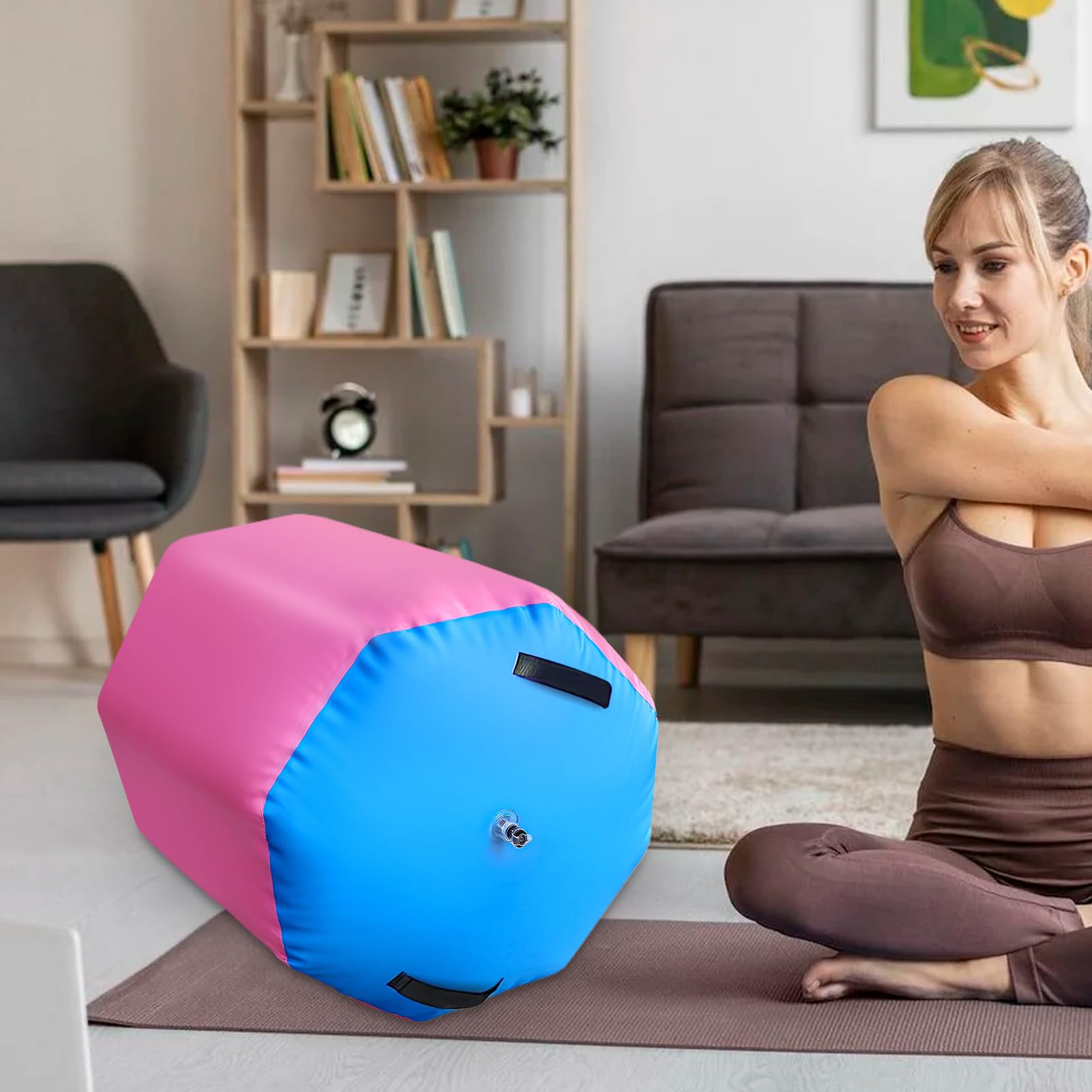 Rouleau pneumatique, entraînement souple pour exercices de musculation à la maison, yoga, exercices de culbutage – Entraînement de fitness en intérieur et en extérieur