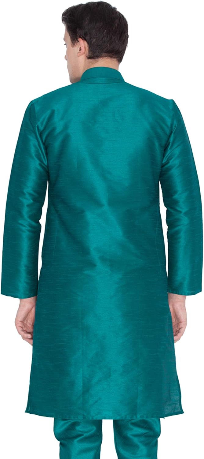 Elina fashion Men's Tunic Banglori Silk Kurta Pajama Set Indian Traditional Wear - Image 4
