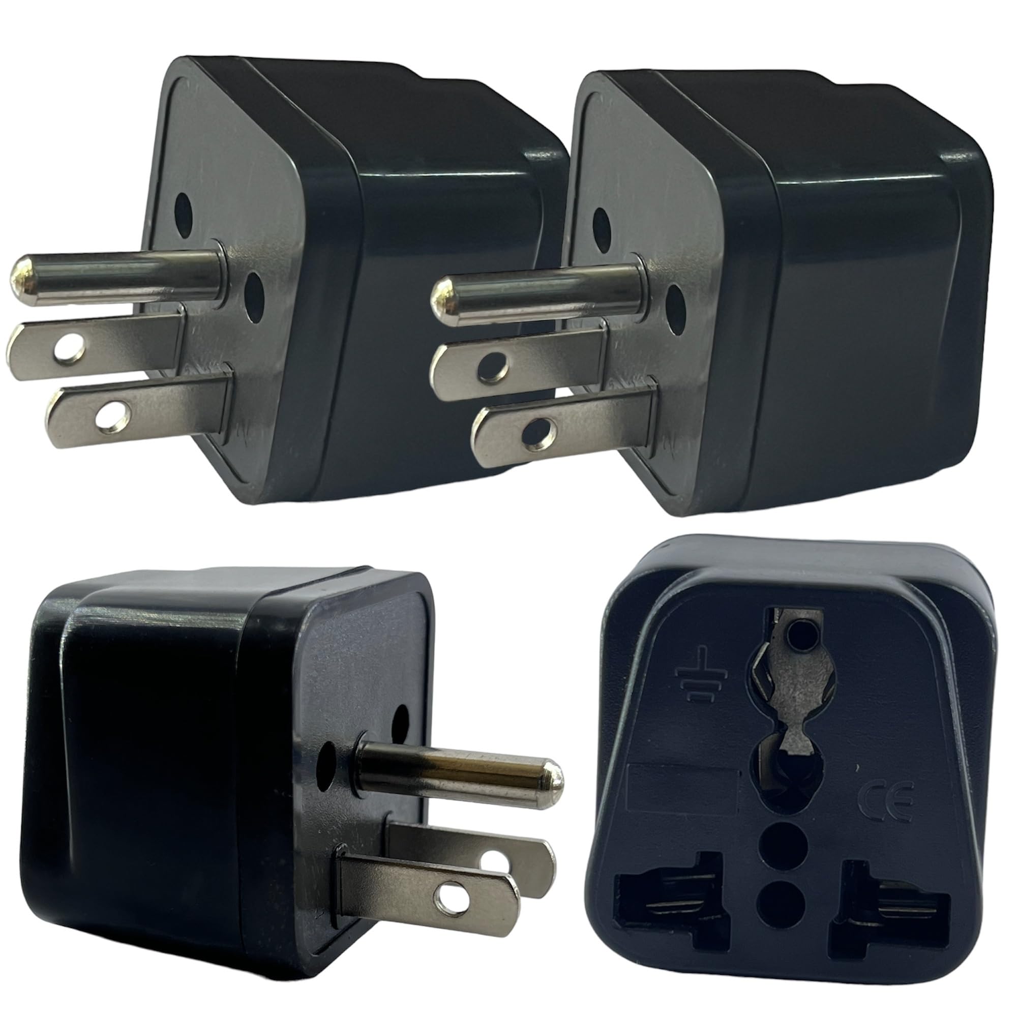 Adaptro Universal Travel Adapter US Converter Plug for Travel India to USA, Japan, Canada, Philippines & More, 10A 250V 3 Pin Conversion Plug, Pack of 4, Black-picture-50