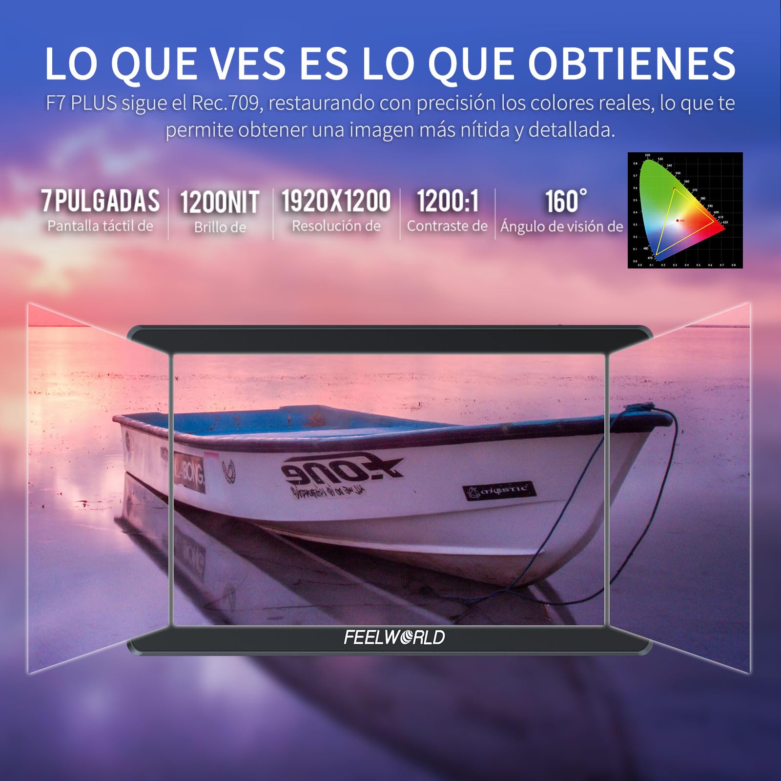 FEELWORLD F7 Plus Monitor de Campo para Cámara DSLR de 7 Pulgadas 1200nit Pantalla Táctil con 3D Lut F970 Alimentación Externa Kit de Instalación 1920x1200 4K 60Hz Entrada y Salida HDMI