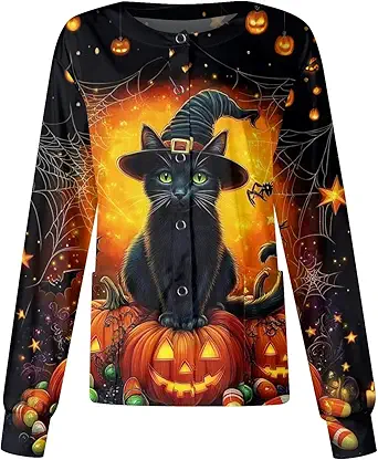 Printed Scrub Jackets for Woman Print Long Sleeve Plus Size Womens Scrubs for Women Nursing Jacket with Pockets