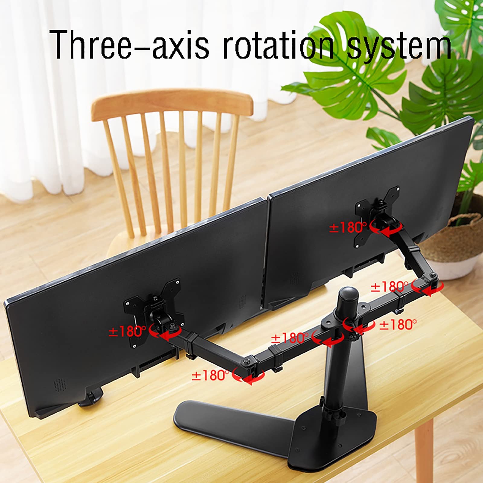Supporto Doppio per Monitor, Compatibile con 2 Monitor da 10 A 27 Pollici, Altezza Regolabile, Girevole, Inclinabile, Ruotabile, Portata Massima 10 Kg/22 Libbre.