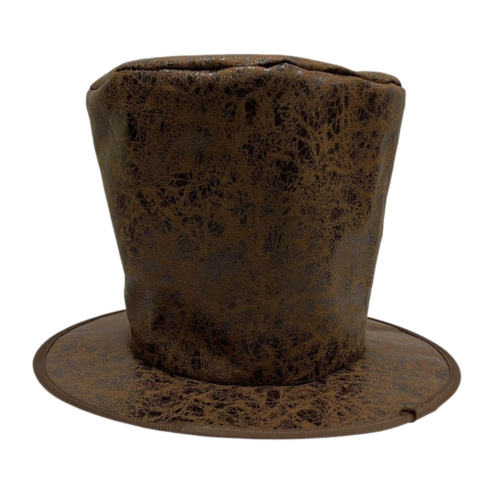 LOVIVER Top Hat Versatile Nightclub Party Funky Men Women Festival Flat Top Magician Hat, Brown Suede