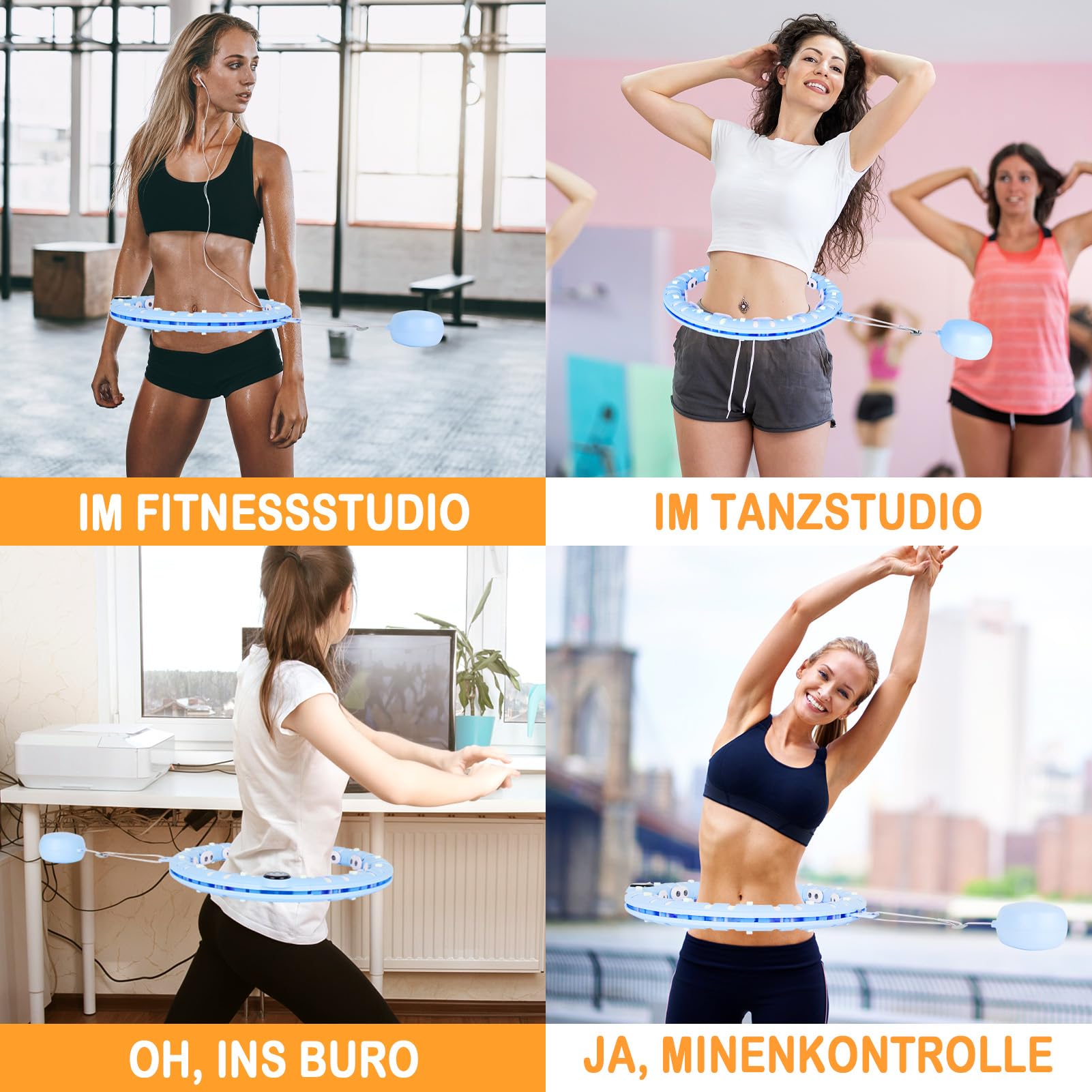 Hula-Hoop Reifen Erwachsene,Smart Fitness Hoop Fitness Reifen mit Zähler Hula Hoop Einstellbare Abnehmen und Massage（Blau）