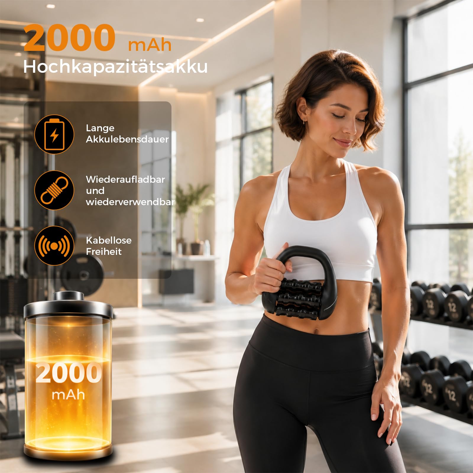 Massageroller Elektrisch, Handmassagegerät Anti Cellulite Massagegerät mit Tiefengewebe-Rollen Massageroller 3 Intensitätsstufen 24 Massageknöpfe Elektrische Faszienrolle Geschenk für Rücken Schulter