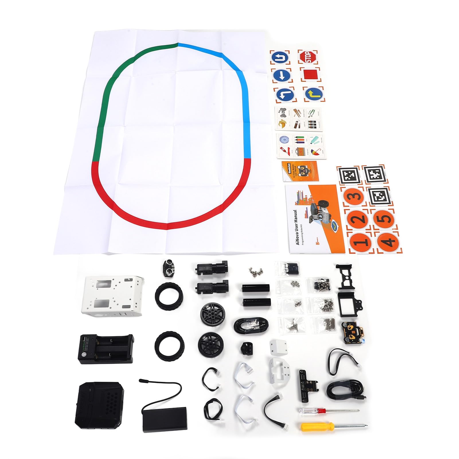 Bewinner Kit de Coche Robot AI WonderCam AI Module Aplicaciones de Alto Rendimiento Reconocimiento de Color Seguimiento de Objetivos para Codificación Python Scratch Aleación de Aluminio ABS