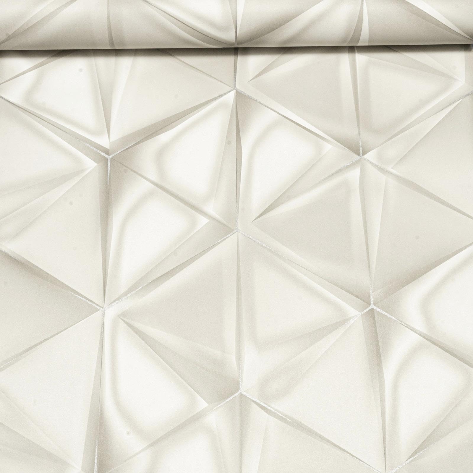 SOPHIE LAURENCE Grey Beige Mix Geometric Wallpaper Silver Metallic Shimmer Slightly Imperfect Vinyl