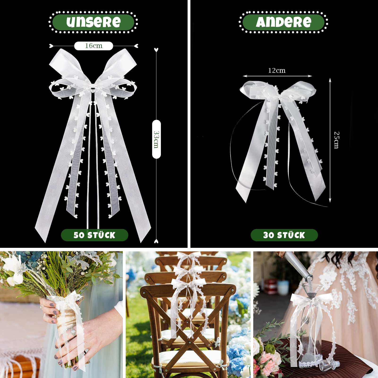 Dingzing 50 Pièces Nœud Blanc-Crème Pour Décoration De - 6
