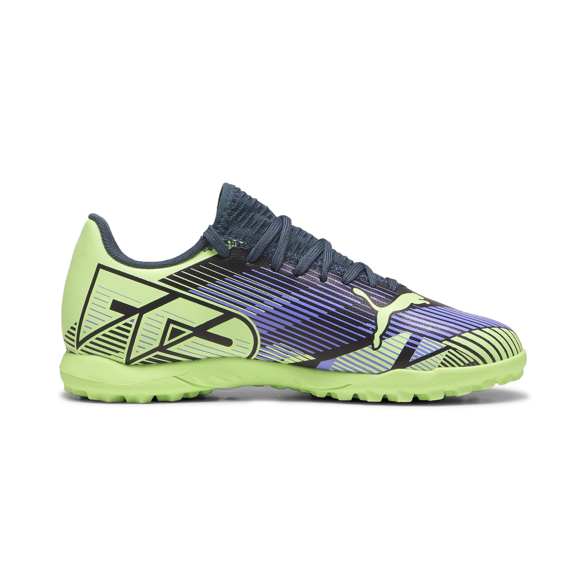 Puma Unisex Youth Future 7 Play TT JR Soccer Shoe, Gray Skies-Elektro Purple-Fizzy Apple-Puma White, 37 EU