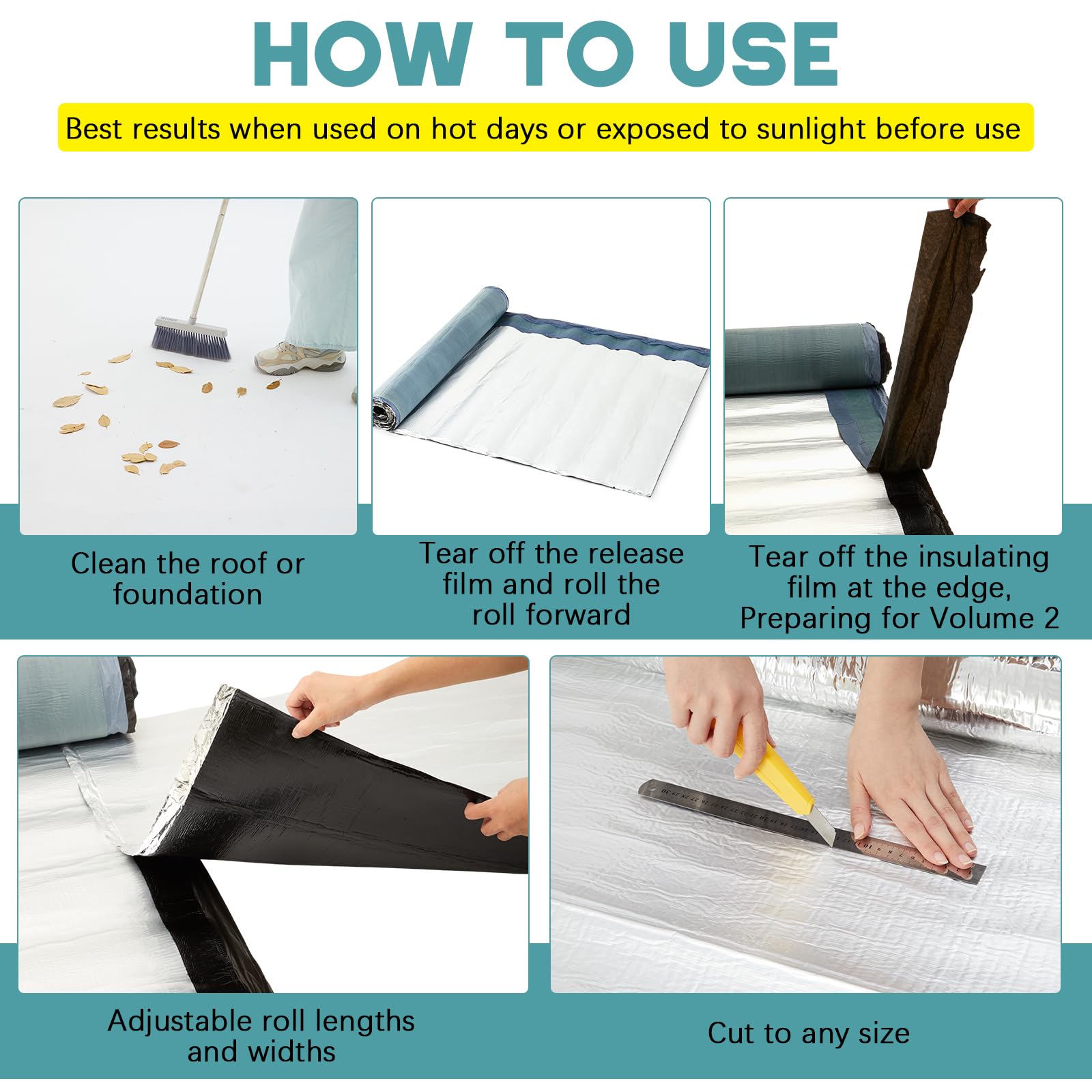 Rollo sintético impermeable para techo, membrana impermeabilizante autoadhesiva de 39 x 390 pulgadas, fácil de despegar y sellar para techos planos, cobertizos, RV, metal y techos inclinados