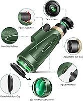 Vista 2 de Telescopio monocular 80x100 de alta potencia con adaptador para smartphone y trípode, monoculares de visión amplia para adultos con prisma BAK4