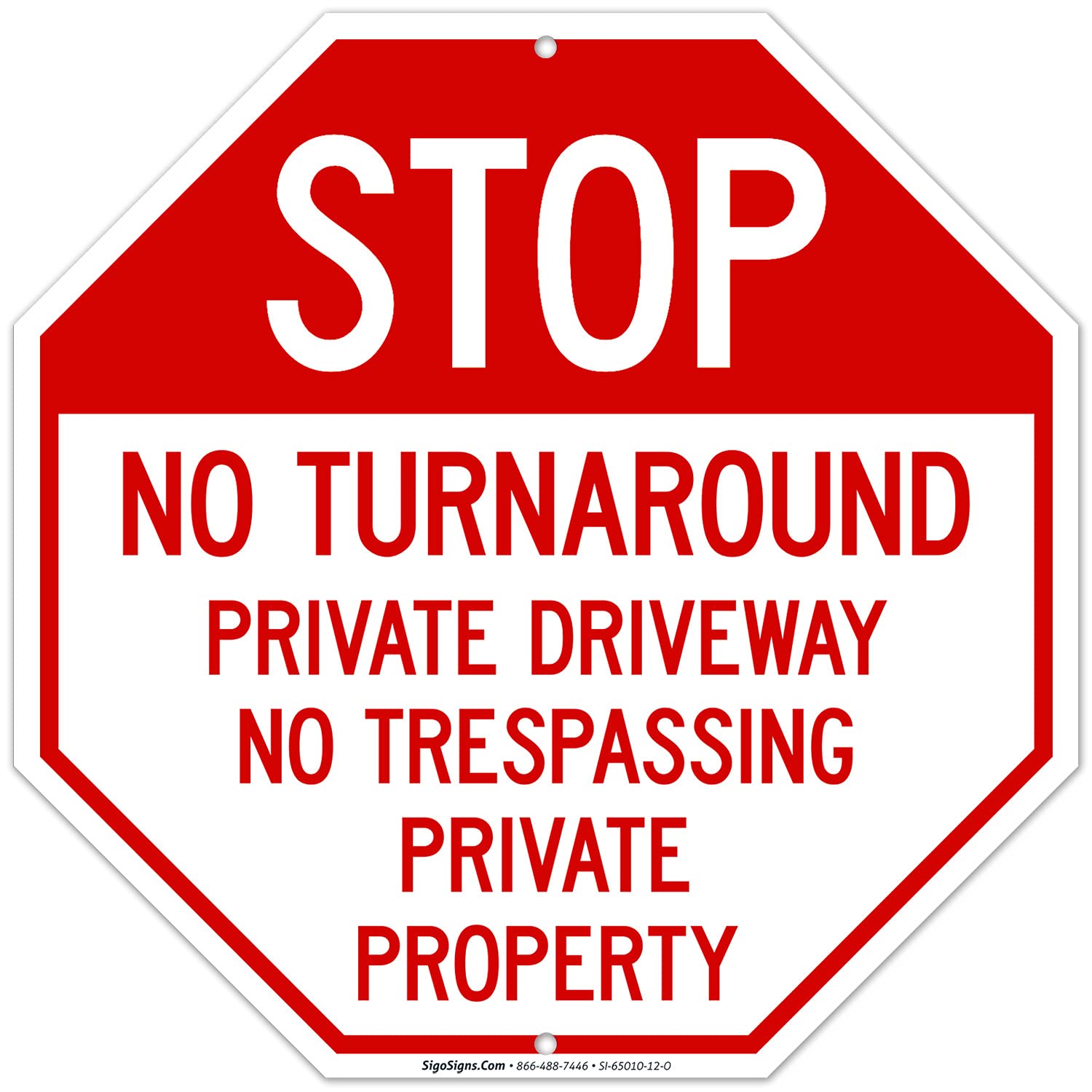 ●NO TURN AROUND Private Driveway, No Turn Around Sign, SKU: K2-1065