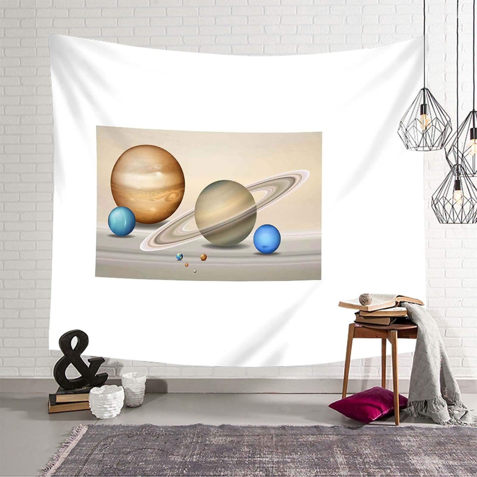 Tapiz de planeta cosmica KnSam de poliéster: el regalo de decoración ideal, formato 150x130 cm
