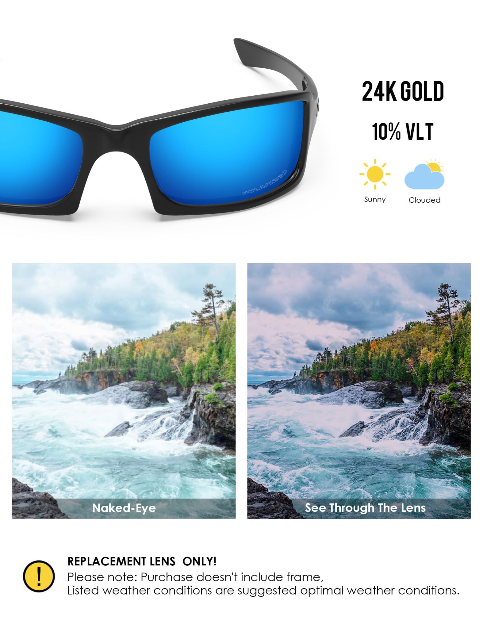 BlazerBuck Anti-salz Polarisierte Ersatzgläser für Oakley Fives Squared - Eisblau