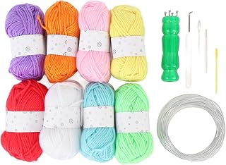 Changor Yarn Knitting Spool, Knitter Kit, Portable and Convenient, Versatile Crafting Tool with 8 Cotton Threads, Aluminum Wire Crochet Hook Needles Set for Crafts