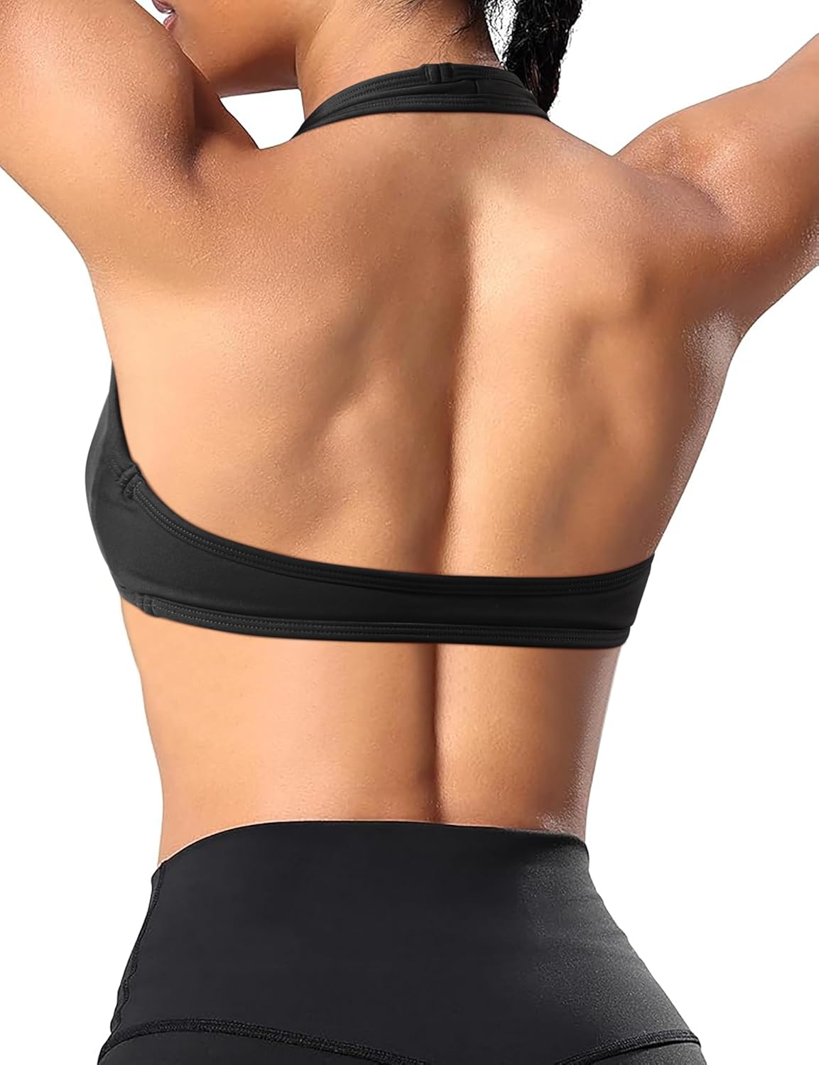 OMKAGI Halter Sports Bras for Women Open Back Workout Bras Padded Yoga Bra Gym Tops