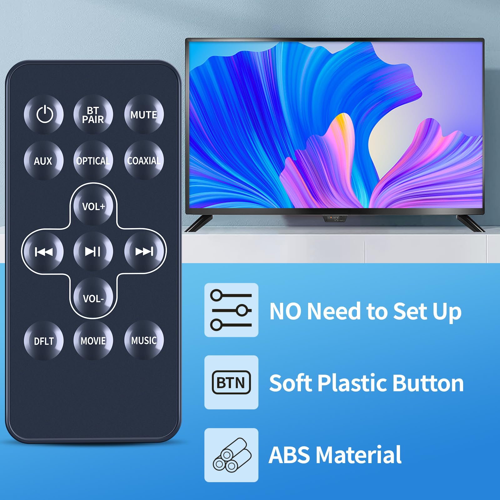 New 105000784 Replacement Remote Control Compatible with Logik L32SBIN16 Soundbars Remote Controller, black - Image 3