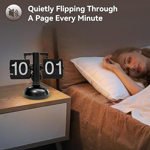 Miniatura 6 de HERCHR Reloj con tapa retro, reloj de escritorio digital retro, reloj de mesa con pilas, reloj de escritorio para oficina, reloj digital abatible,