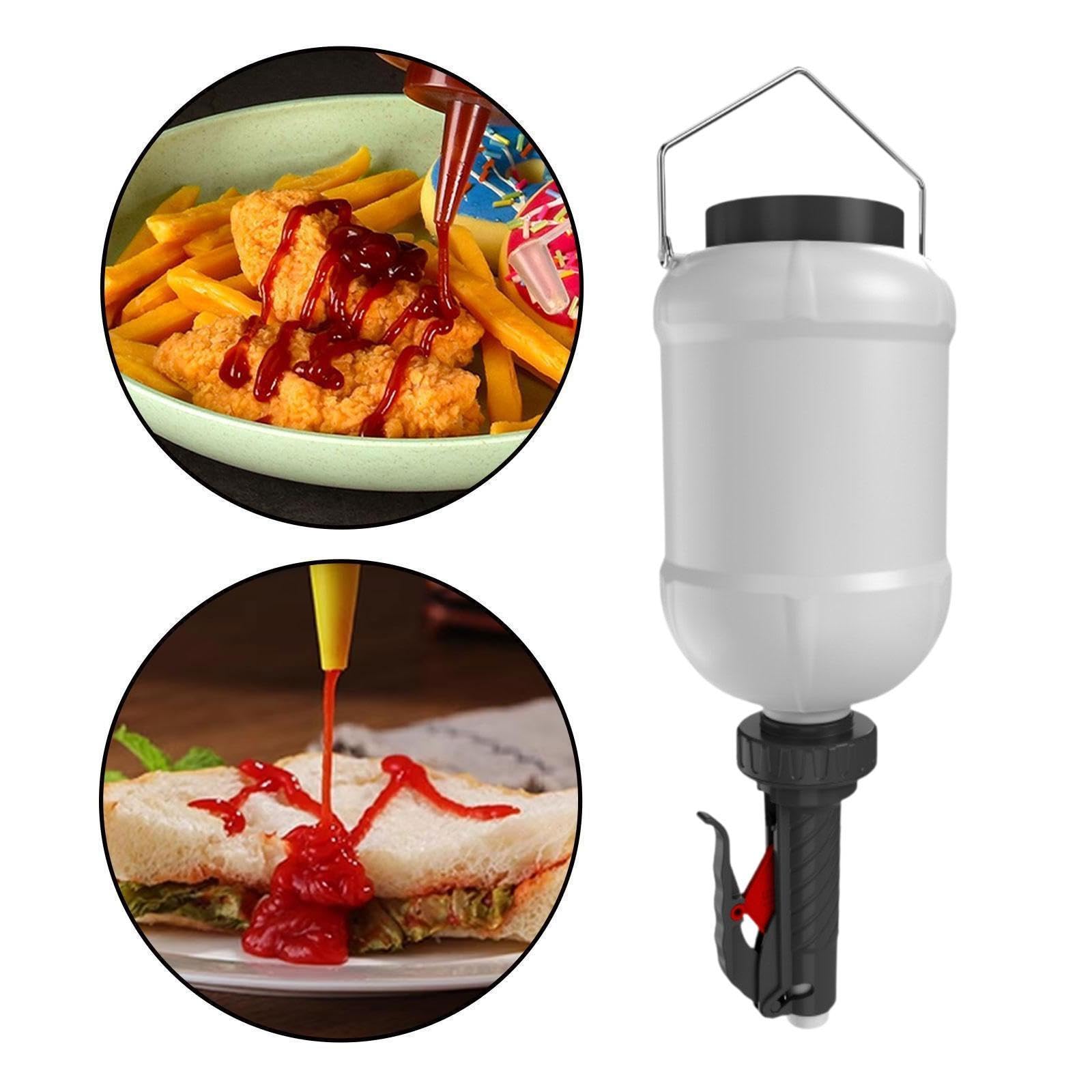 Gralara Stazione per condimenti con flacone comprimibile da 3 litri, dispenser di ketchup, Nero