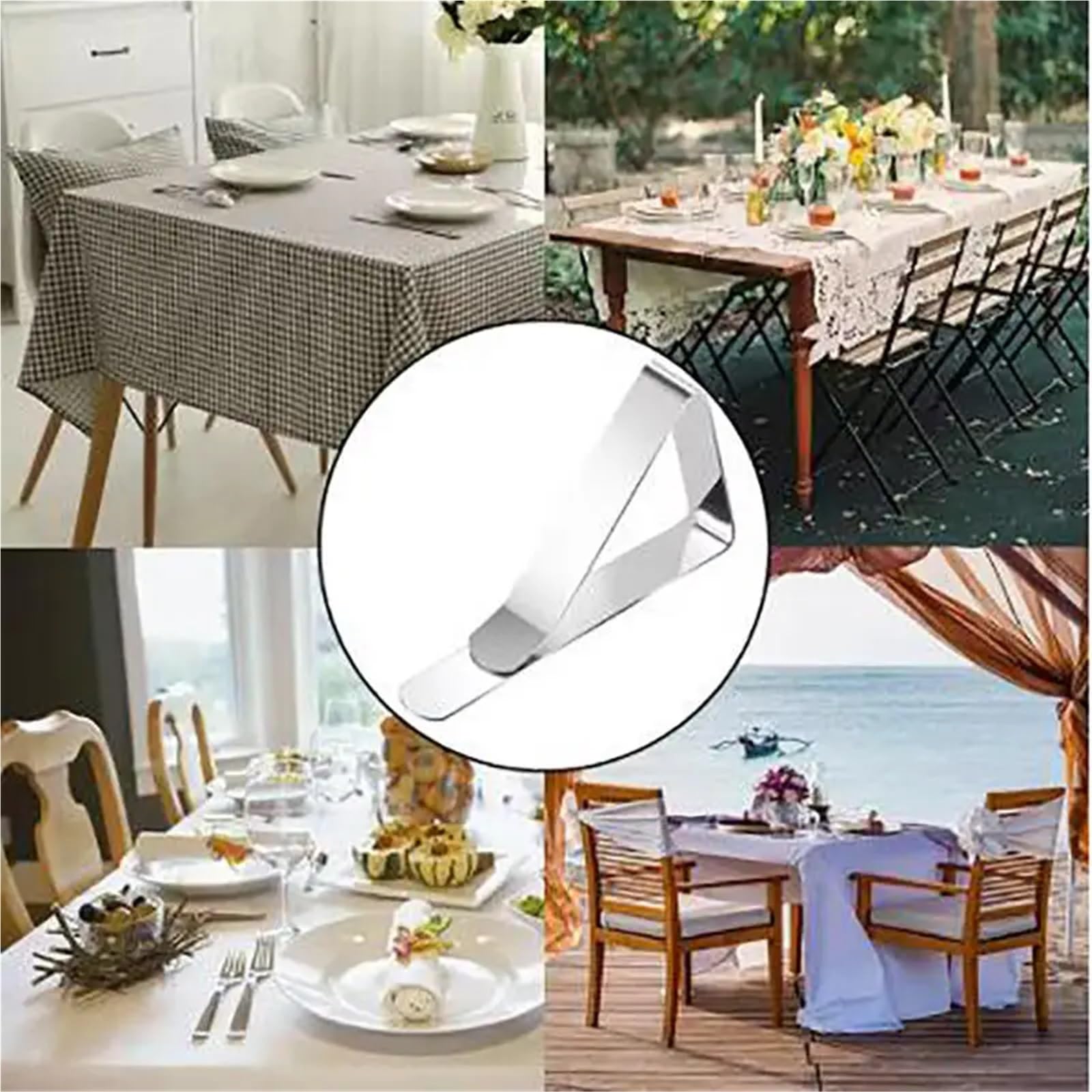 Ferma Tovaglia da Tavola Morsetti for tovaglie Regolabili in Acciaio Inossidabile Morsetti for tovaglie Porta Panni for Picnic in casa(5sets(40pcs))