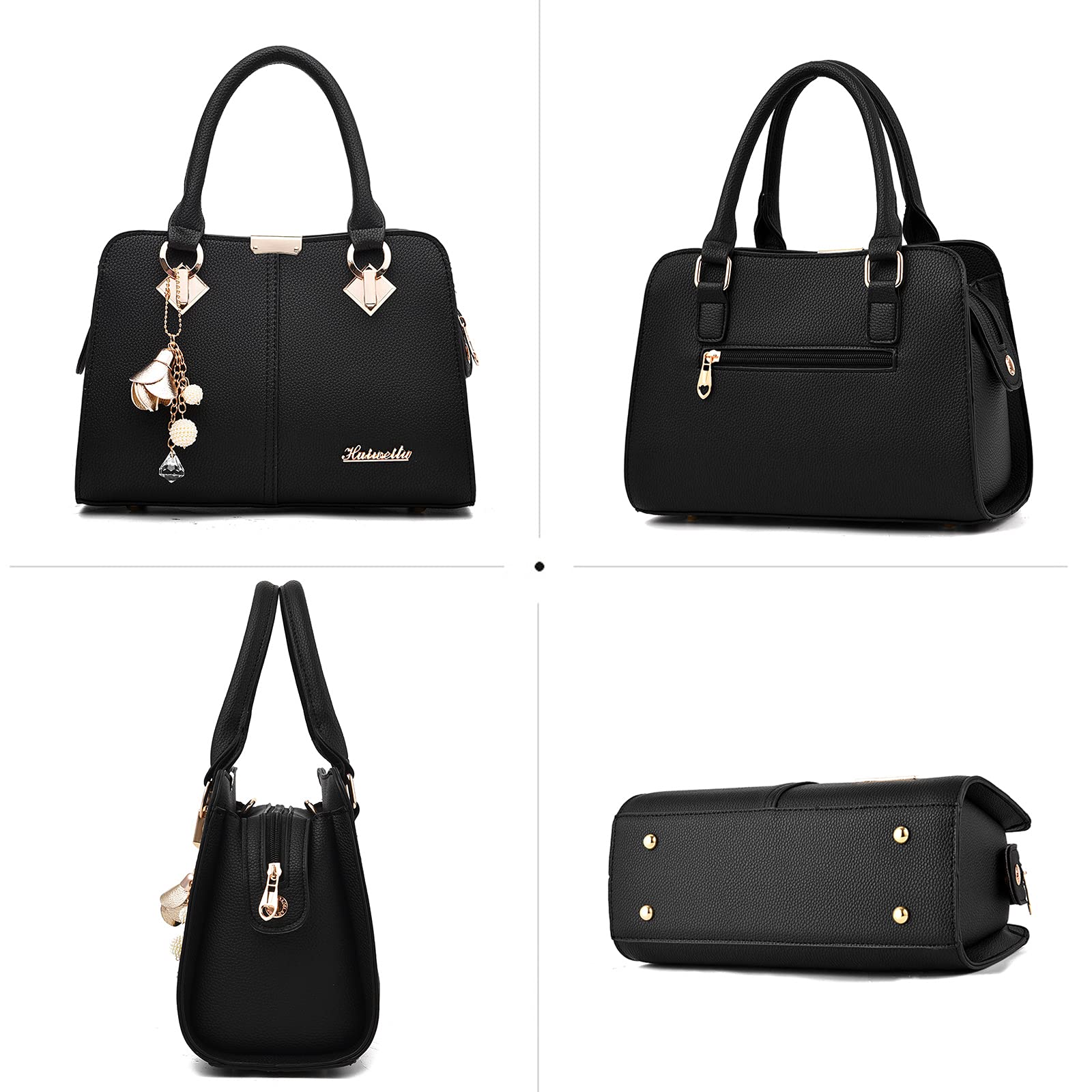 FANDARE Elegante Borsa da Donna Borsa a Mano Borsa a tracolla Spalla Borse Tote da donna Borsetta per Shopping Viaggio Partito Sacchetto Borsetta in Pelle PU Nero B