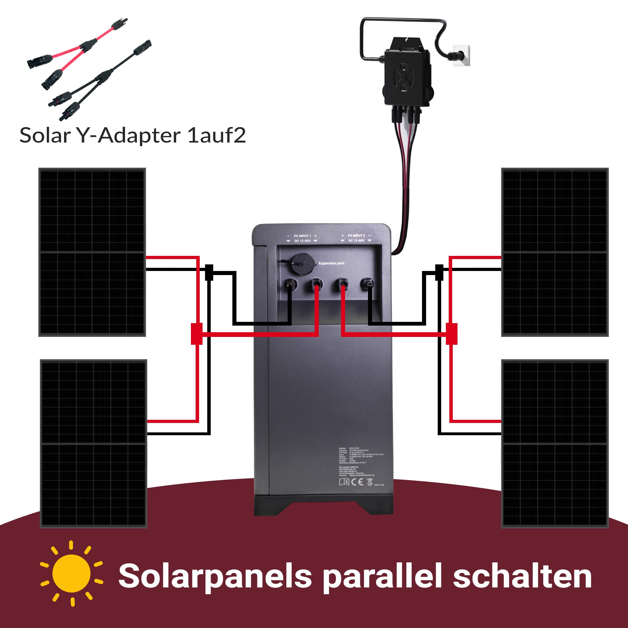 1720W Balkonkraftwerk mit Speicher SPS 2155 – ohne Halterung