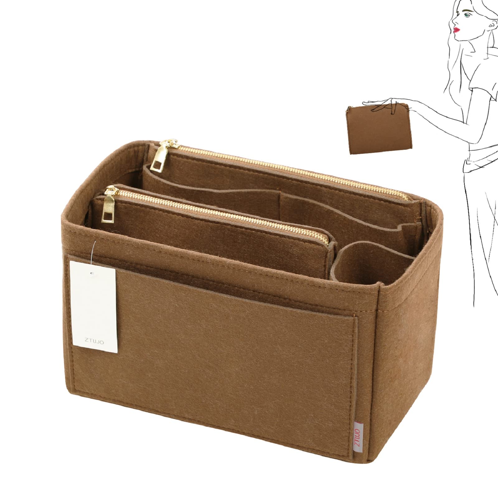 ZTUJO Purse Organizer Felt Bag Organizer Purse Organizer Insert For Speedy Neverfull Graceful Neverfull Tote Handbag Shaper