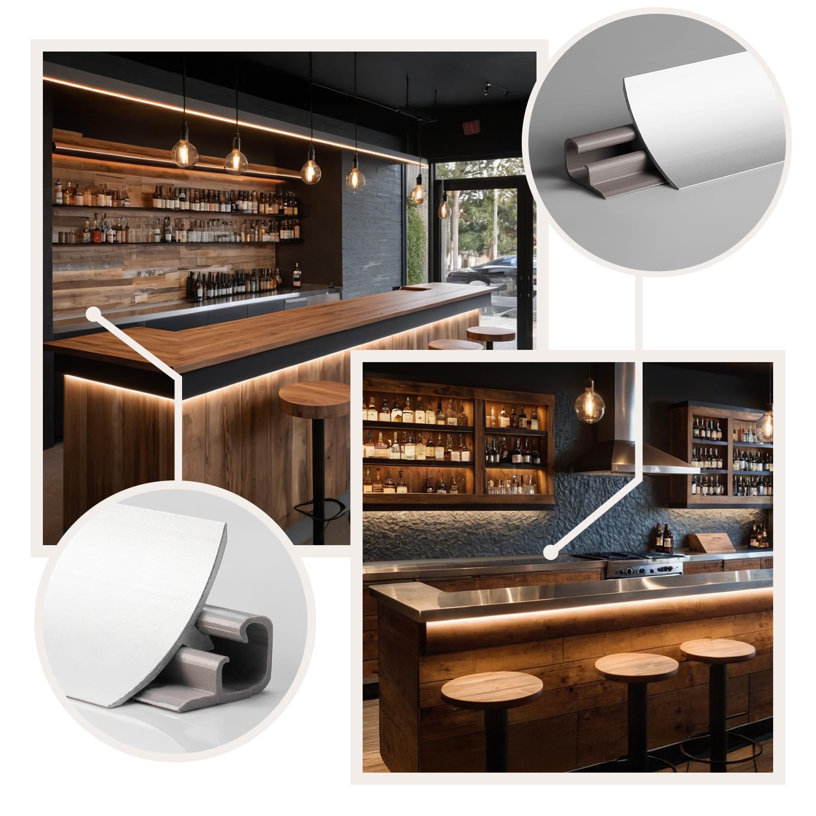 DQ-PP Baguette d'angle 1,5 m, en aluminium, 23 x 23 mm, avec vis gratuites, pour plan de travail, cuisine, finition murale, barres de table