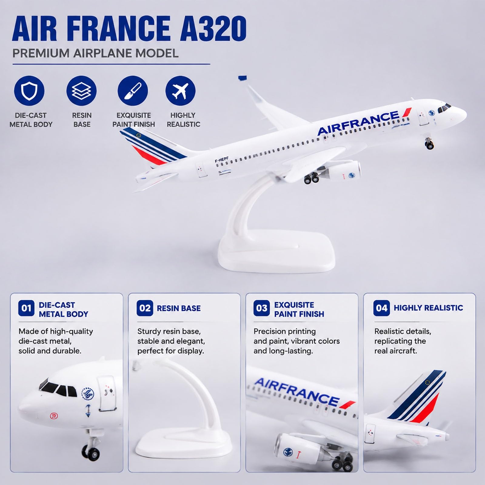 Modello di aereo da 7,9 pollici Modello di aereo a reazione francese A320