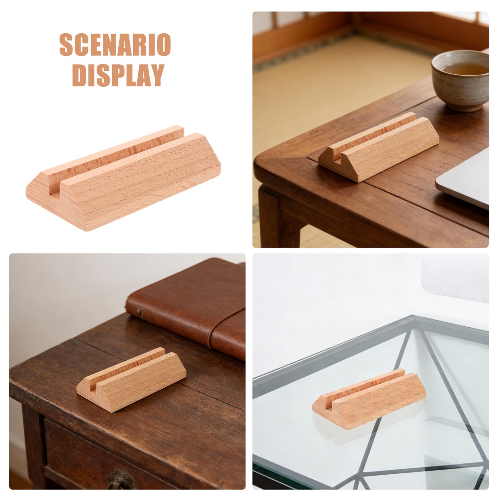 6 Pezzi Porta Biglietti da Visita in Legno di Faggio 10 Cm Espositore per Carte da Scrivania Porta Centrotavola per Eventi Matrimoni Ufficio Negozio