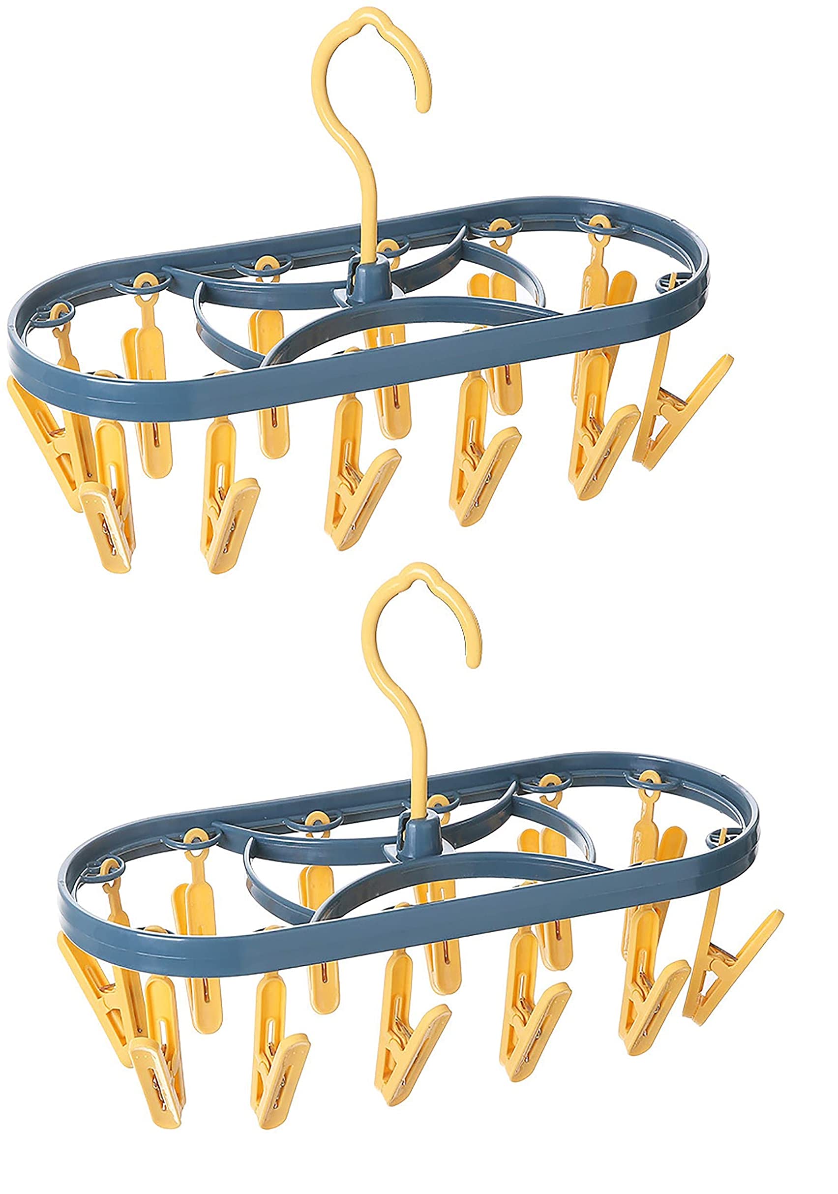 Lifelog Drying Clothes Clips Oval Drying Rack with 12PCS Foldable Clip and Drip Hangers Socks Underwear Clothes Drying Rack Indoor Travel Laundry Hanger Space Saving(Clips-1)(Clip Hangers for Clothes)