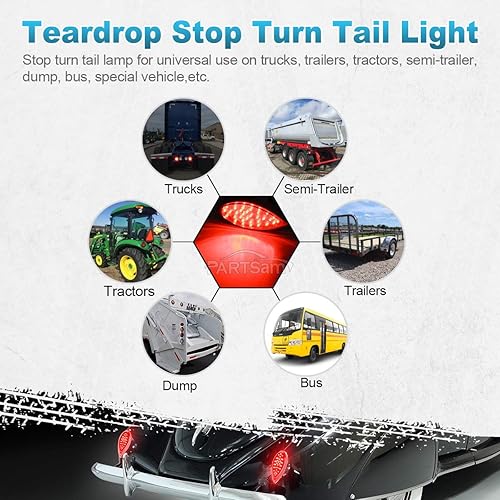 Miniatura 7 de 2 luces traseras de freno de freno cromadas rojas de 35 LED cromadas para camión, remolque, parada y giro, selladas con brillo alto y bajo