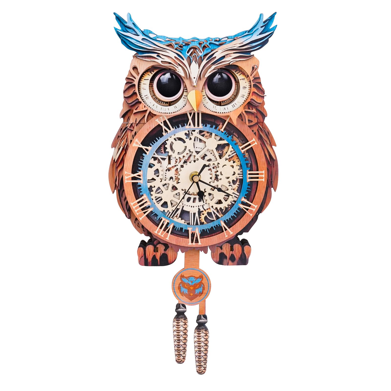 3D Wooden Puzzles for Adults Owl Clock - Model Building Kit ‌‌Clock Puzzle Creative Craft Gift Home Deco for DIY Enthusiasts, Brain Teaser Building