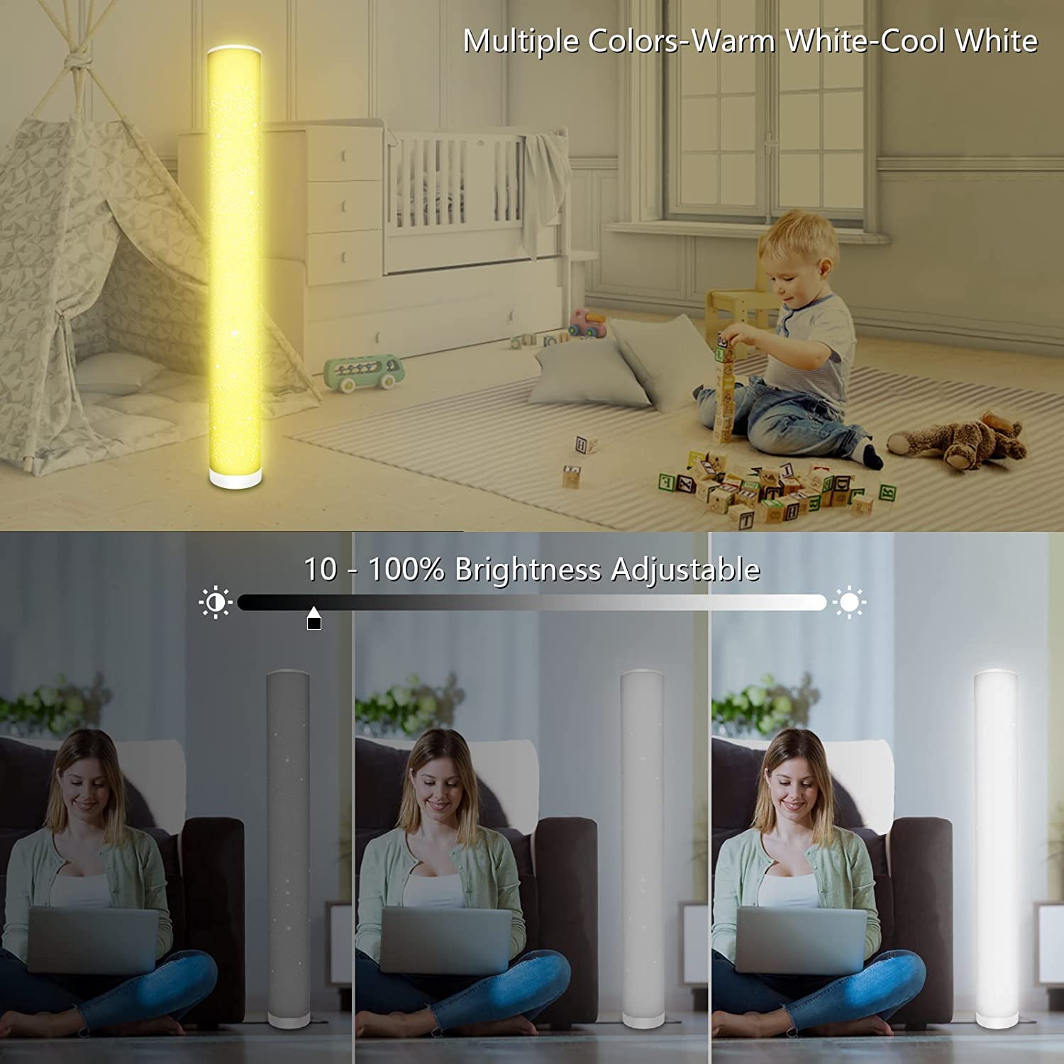 Lacasa 2 Pack Lampada da Terra LED RGB Dimmerabile con Telecomando, 10W 1500LM Smart Corner Lampada da Terra Moderna per Soggiorno Camera da Letto, Altezza 104CM