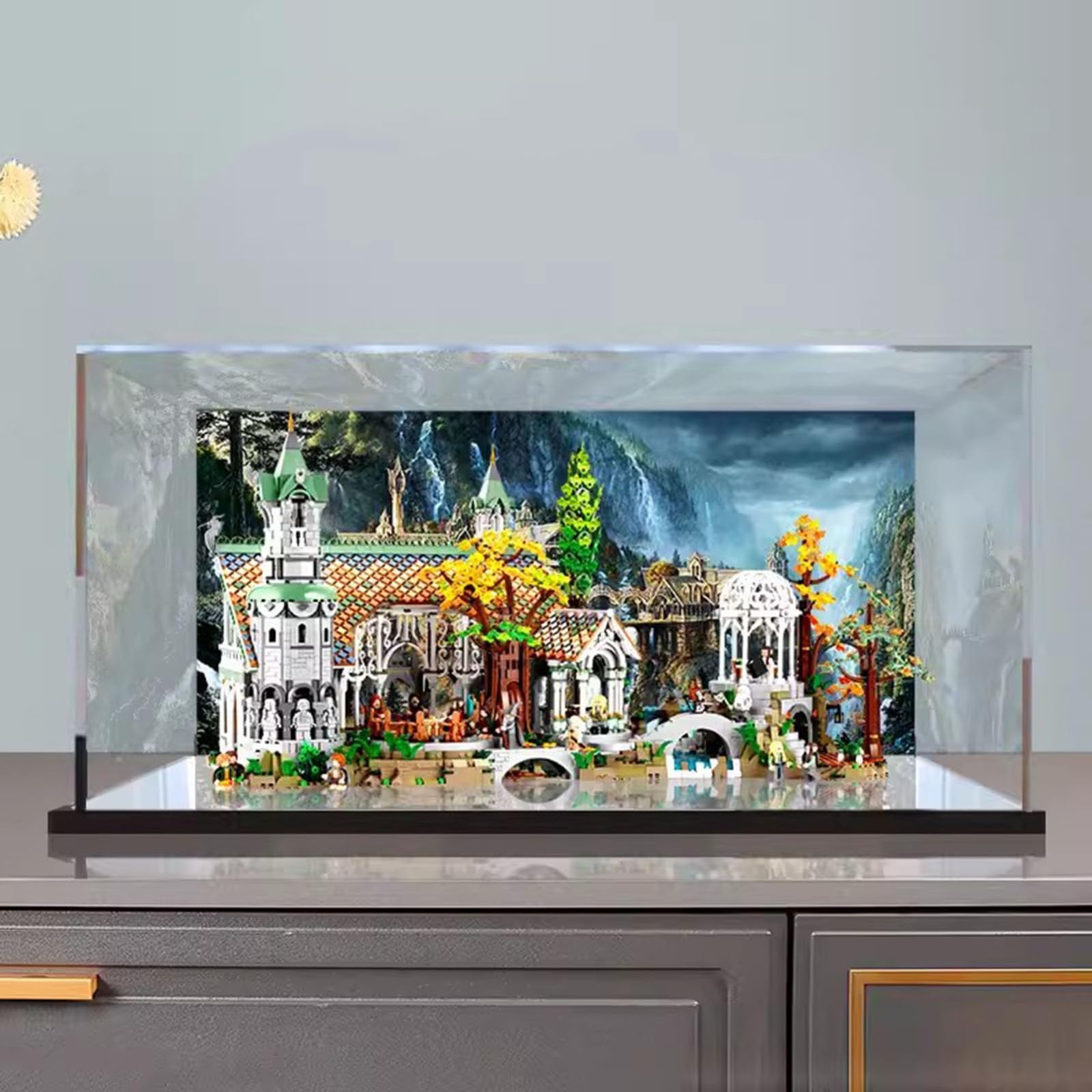 Yglophic Transparent Acrylic Display Case for Lego 10316 Rivendell, Acrylic Dustproof Storage Box Compatible with Lego 10316 (Lego Model Not Included) 80 * 55 * 45cm C,3MM