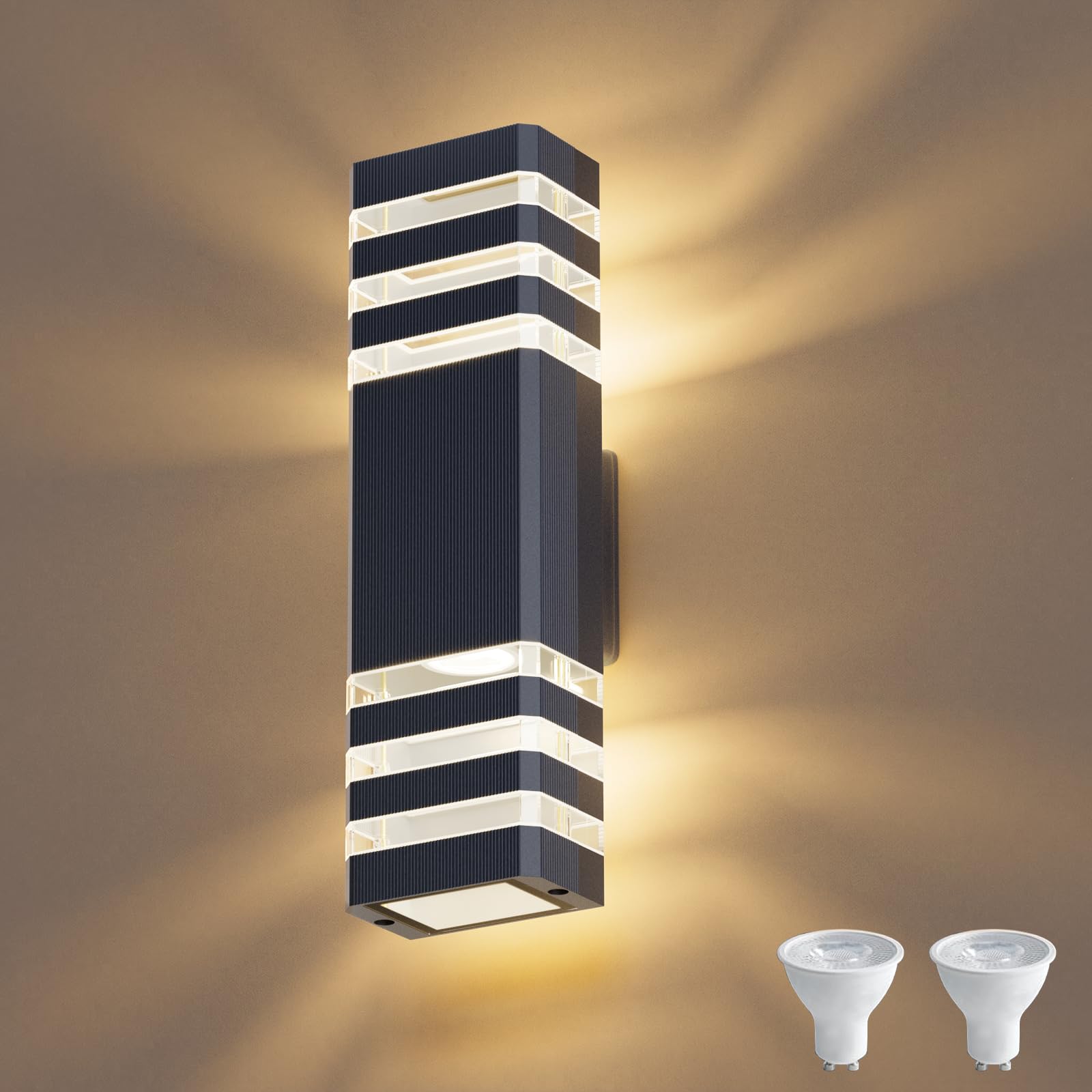 Klighten LED Lampada da esterno, Applique da esterno GU10 Up Down 3000K bianco caldo | IP65 Applique per interni/esterni, balcone, giardino, garage e corridoio|Antracite
