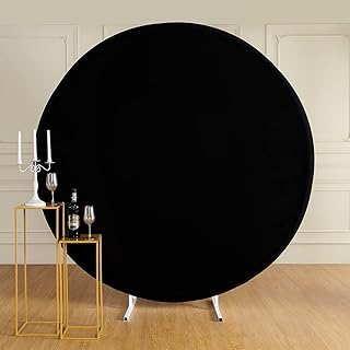 6.5ft Black Round Backdrop Cover for 6.5ft / 6.6ft Circle Stand, Black Circle Arch Backdrop Cover, Wrinkle Free Stretchy Round Backdrop Cover for Party Wedding Birthday Baby Shower Photography