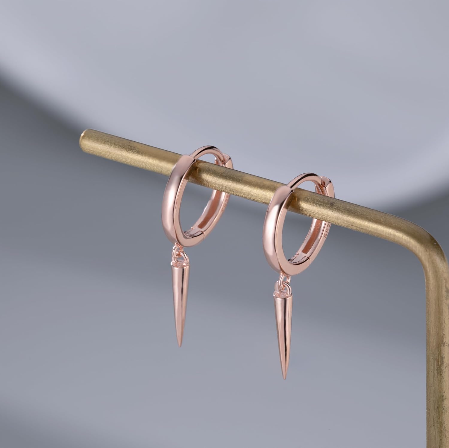 SLUYNZ Sterling Silver Spike Small Hoop Earrings for Women Teens Geometric Hoop Earrings Huggie Drop - Image 4