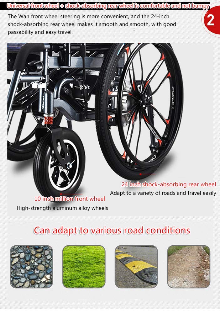 Sedia a rotelle elettrica Scooter Pieghevole e da viaggio Pieghevole Sedia a rotelle elettrica sicura Sedia a rotelle motorizzata da viaggio per impieghi gravosi