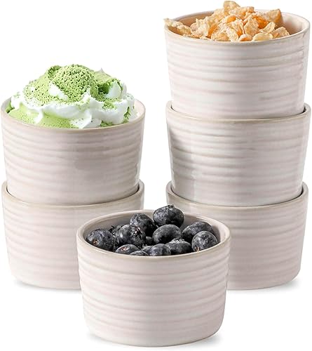 Miniatura 12 de Hasense Ramekins de 8 oz Aptos para Horno para Crème Brûlée, Juego de 6 Platos de Soufflé de Cerámica Aptos para Horno, Cuencos de Porcelana