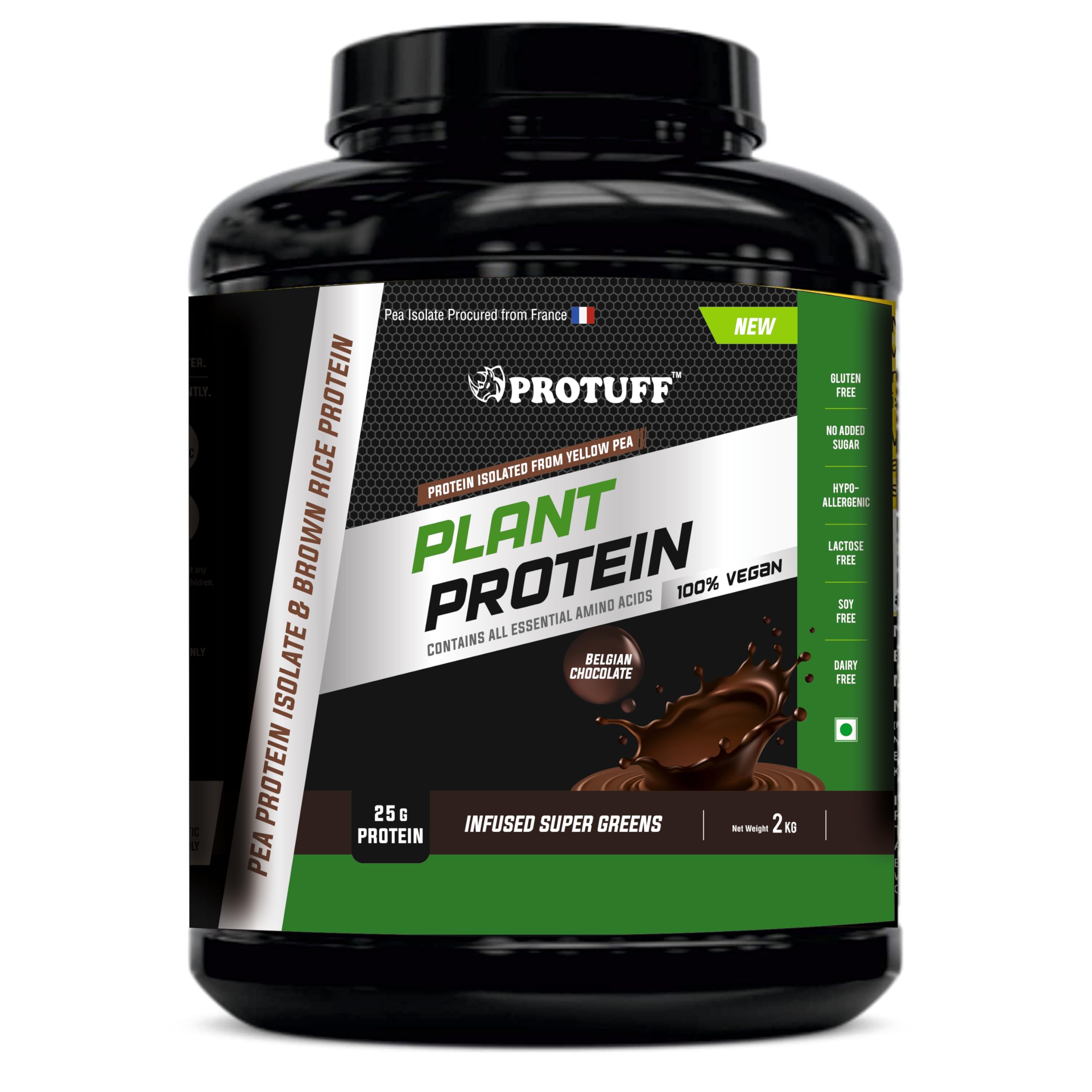 PROTUFF Plant Protein Powder, Chocolate, 2 kg, 4.4 pounds Tub (62 Servings), 25g Vegan Protein, 5.37g BCAAs,Clinically Proven Ingredients, Superfoods, No added Sugar, Protein for Women and Men.-image-11