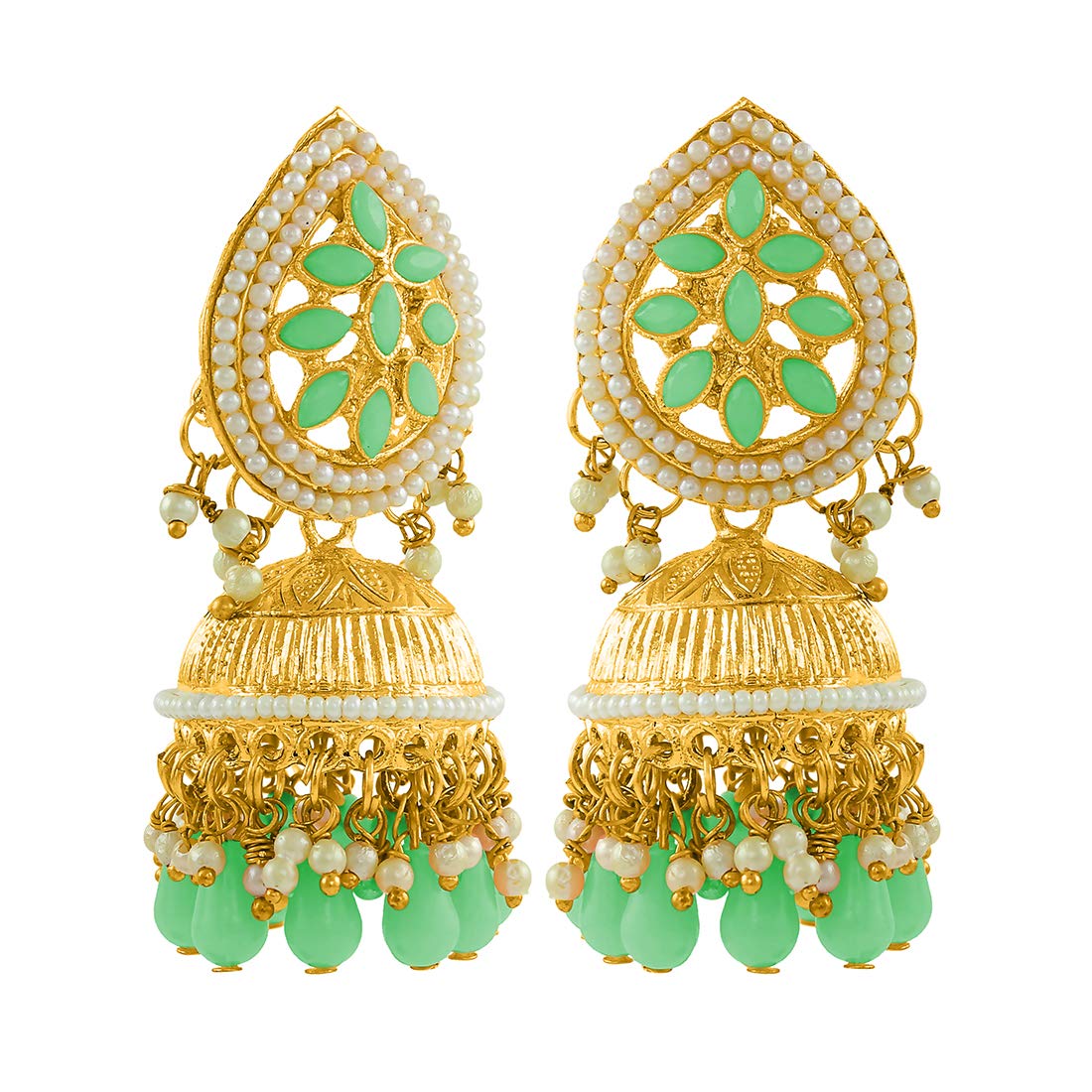 Nakabh Traditional Metal Gold Plated Stone Moti Pearl Earrings for Women (Design-03-ParrotGreen) (B08MWJ4M95) Amazon Price History, Amazon Price Tracker