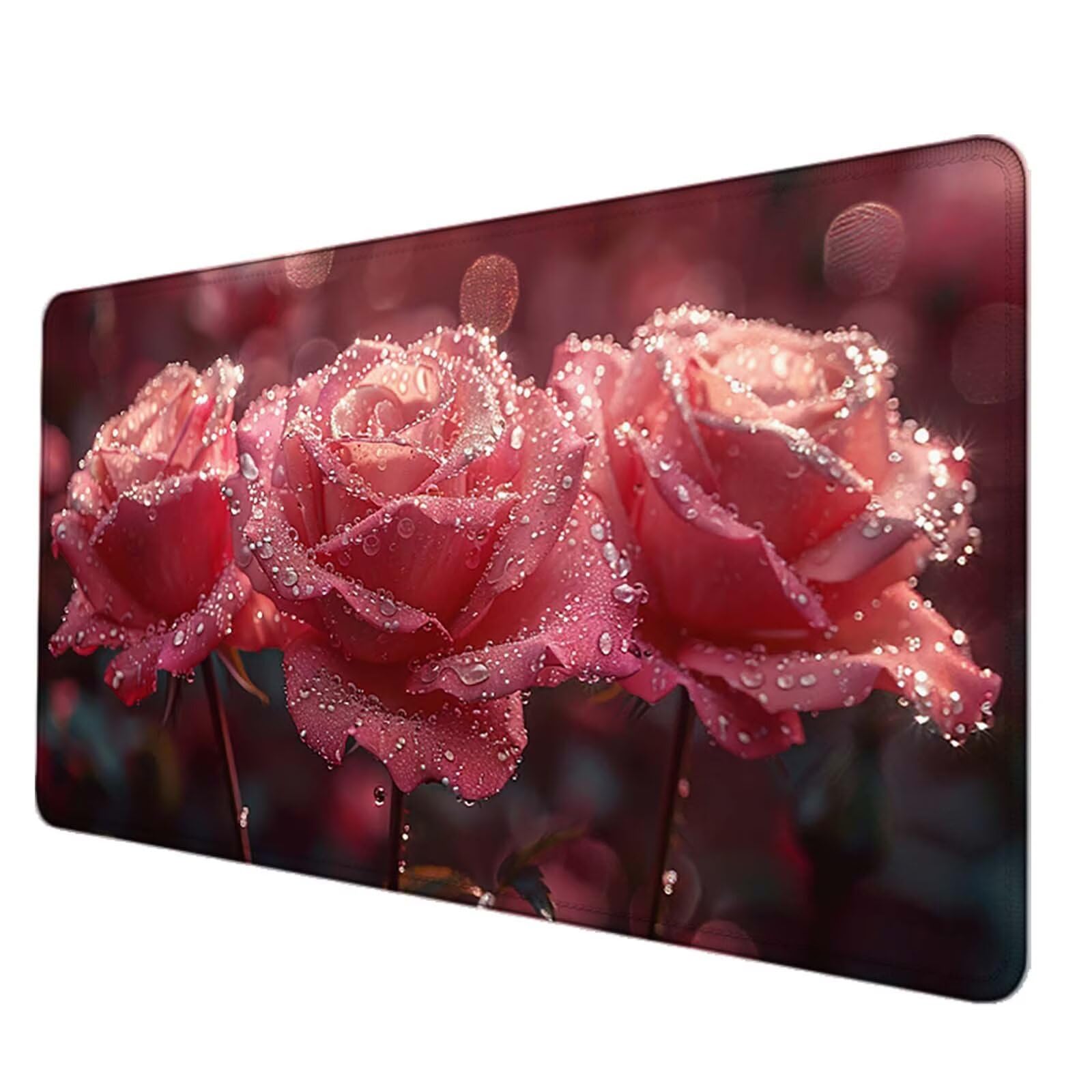 Podkładka pod mysz XXL 1500 x 800 mm, wodoodporna różowa podkładka pod mysz z różową pianką wzór akcesoria do gier 3MM szyte krawędzie antypoślizgowa gumowa podstawa powierzchnia do biura/domu, gracz