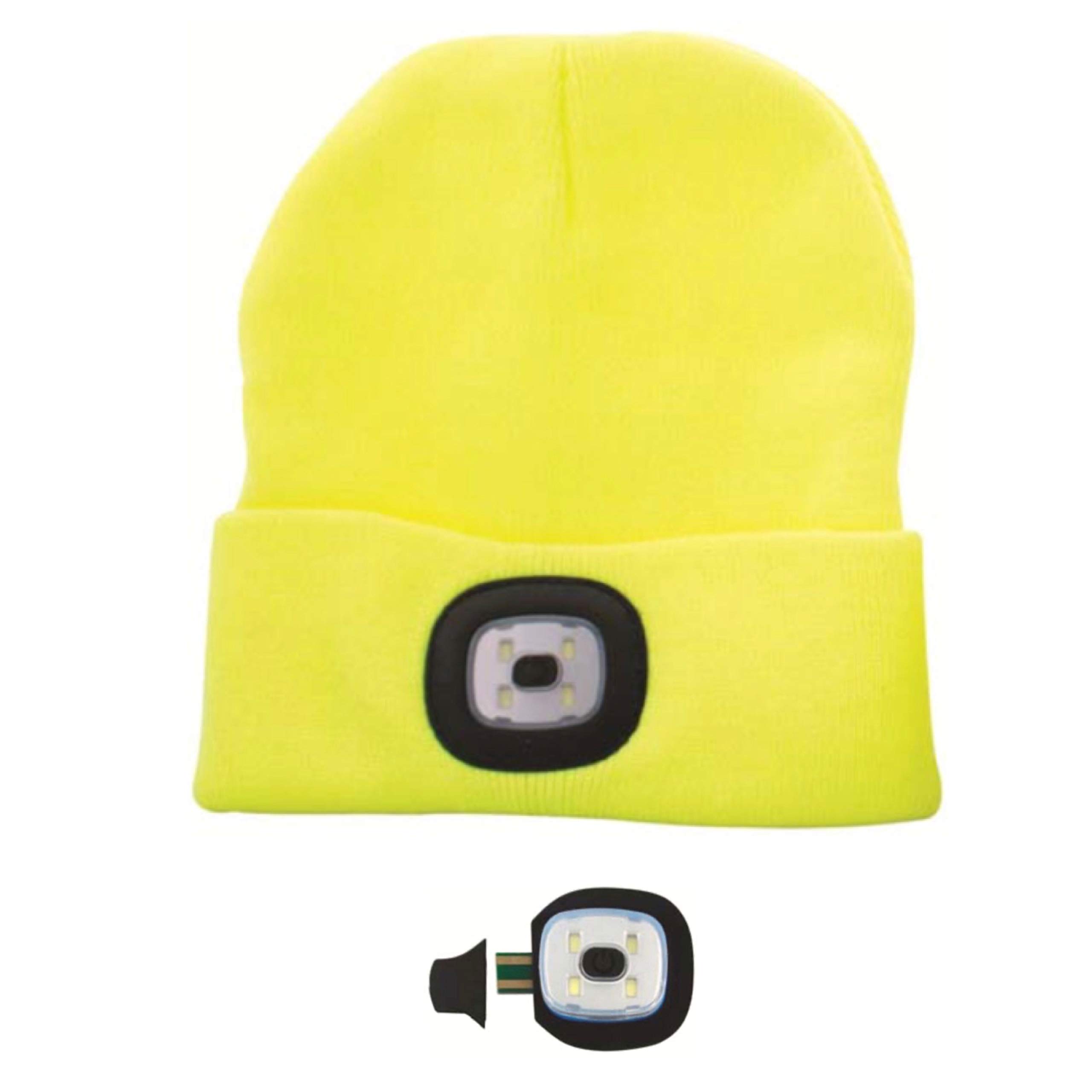 ZYBUX - Beanie Hat Headlight Led Winter Warm Hands Free Camping Running Headlamp USB Rechargeable LED Headlight Hat (Yellow)