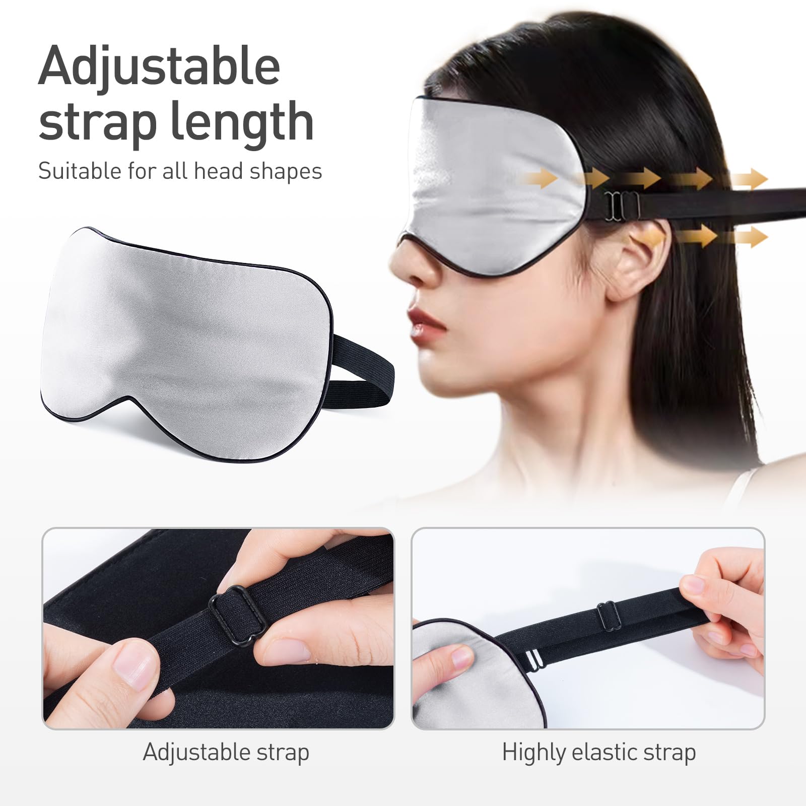 Maschera Per Dormire In Seta 100% Viedouce Con Cinghia Regolabile - Pacco Regalo Con Custodia In Velluto - Rosa, Ipoallergenica