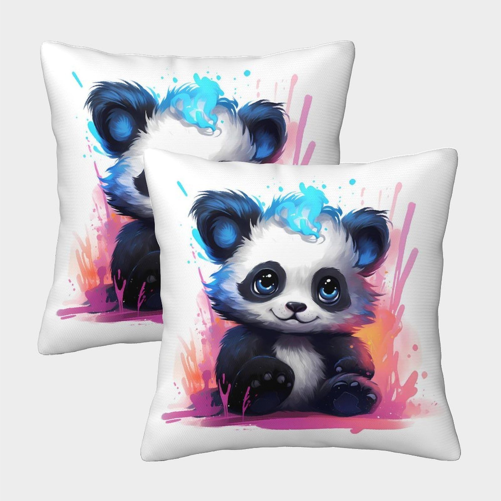 QFVANSIYO Adorable Panda 3D Printed Microfiber Pillowcase for Adults Teens Bedroom Decor Animal Pattern Pillow Cover Washable 120 40x40cm