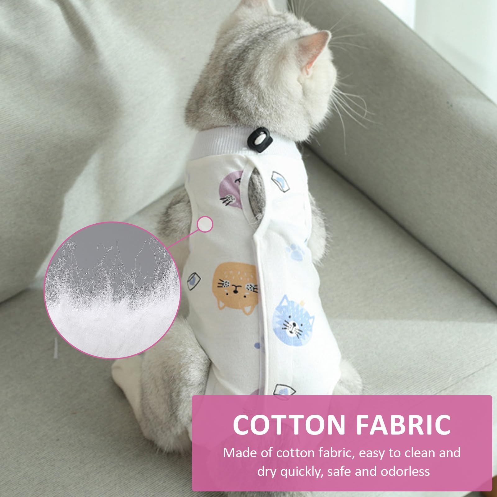 XdealCozyxc 2 Pack Cat Surgery Recovery Suit, Breathable Cat Suit Post Surgery Female, Pet Surgical Shirt Cat Clothing Pajama (M) - Image 3