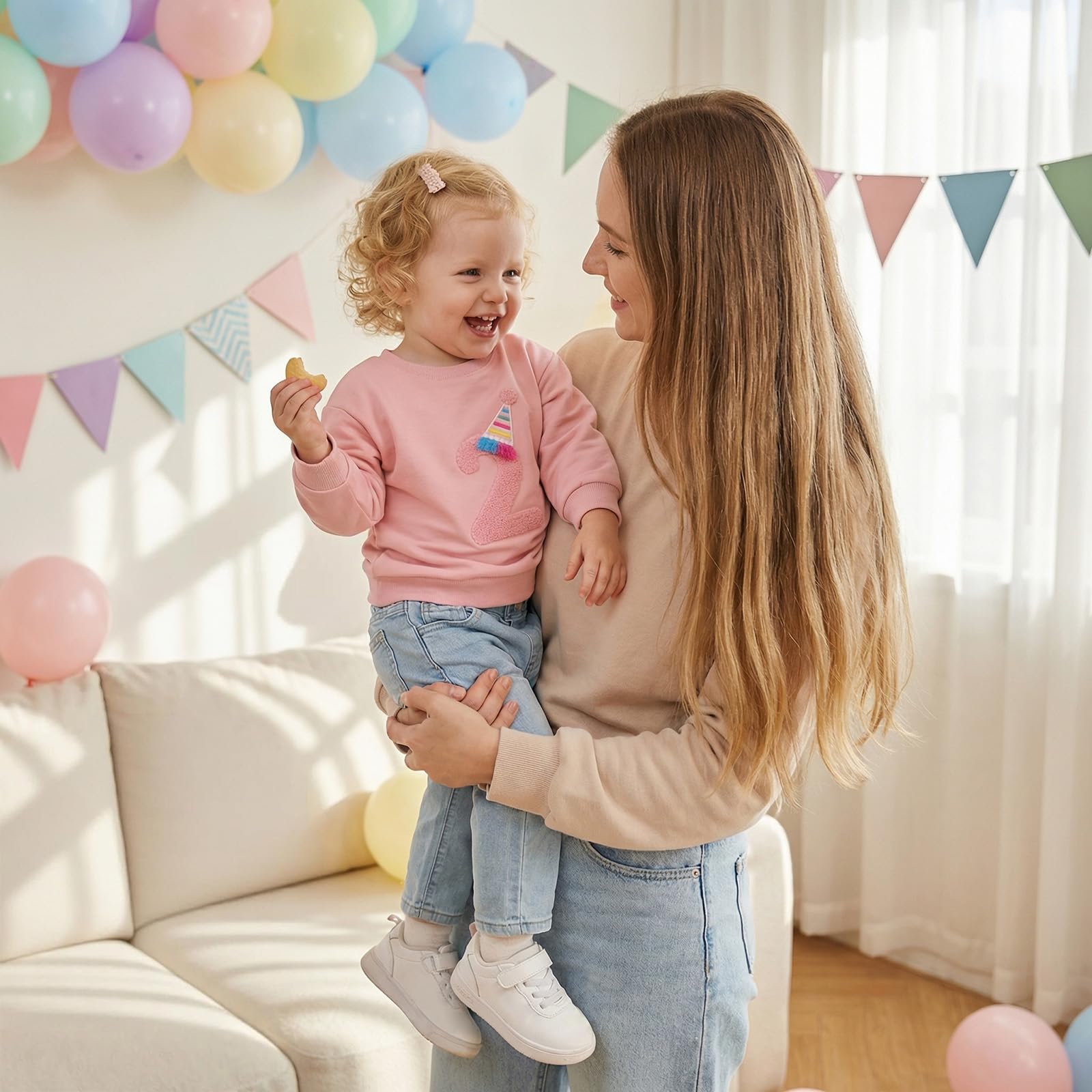 Tenues d'anniversaire pour bébés filles, garçons, t-shirt à manches longues, col rond, lettre brodée, coupe ample, vêtements pour tout-petits, cadeau d'anniversaire pour filles